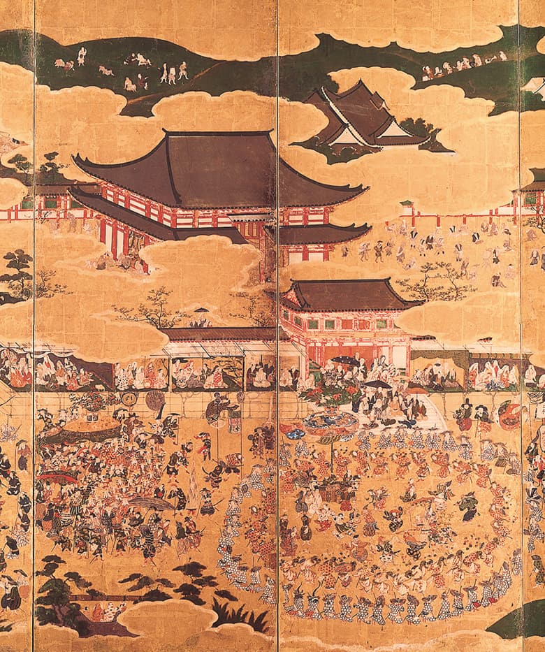 photoLeft part of folding screen depicting Hokoku festival (Important Cultural Property)